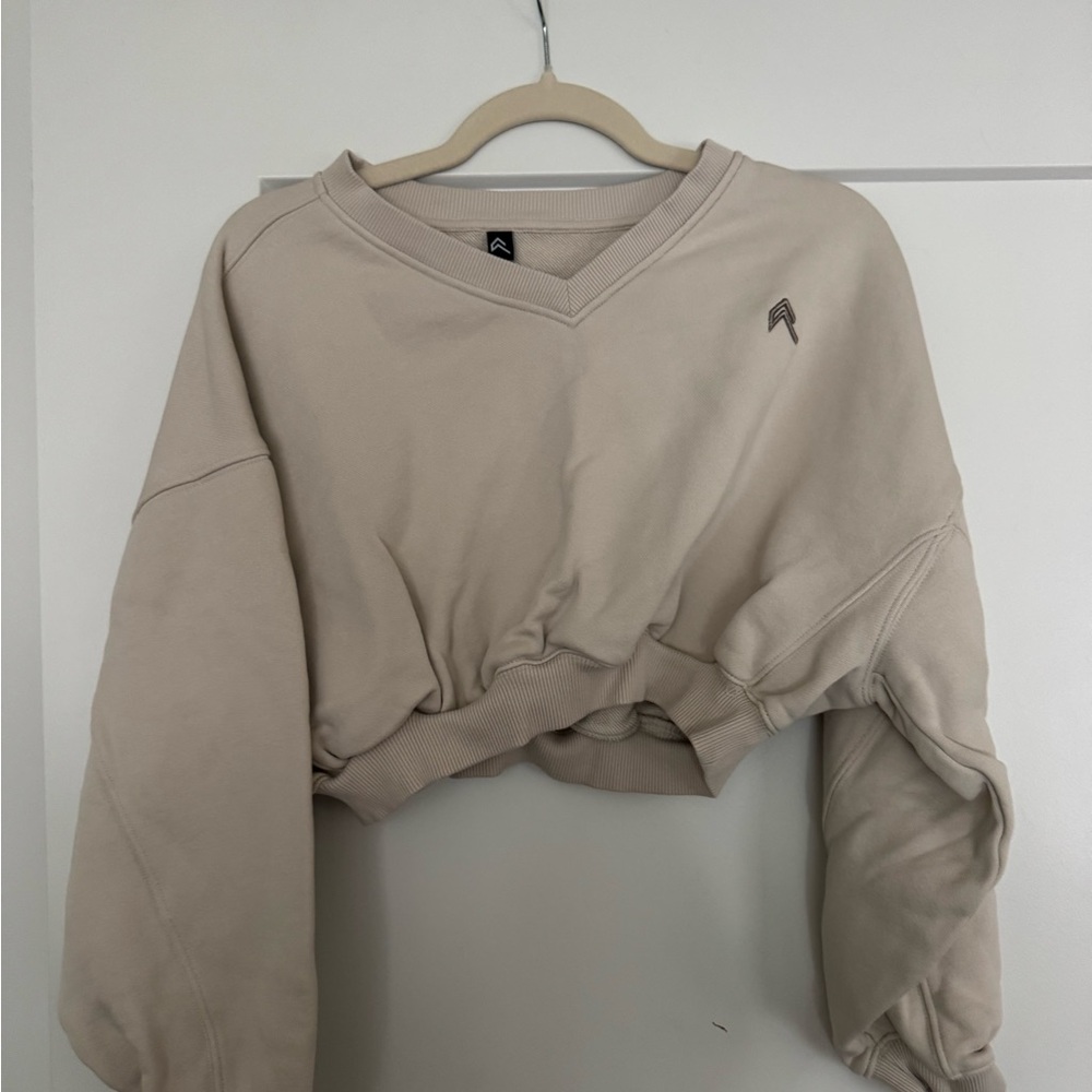 Beige Cropped Sweatshirt
